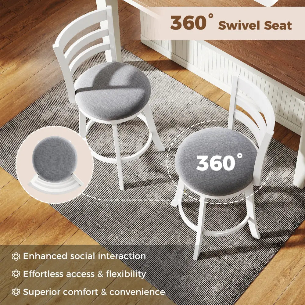 25"/30.5" Swivel Barstools Set of 2  360° Rotating Bar/Counter Height Chairs with Upholstered Seat-25 Inch Costway