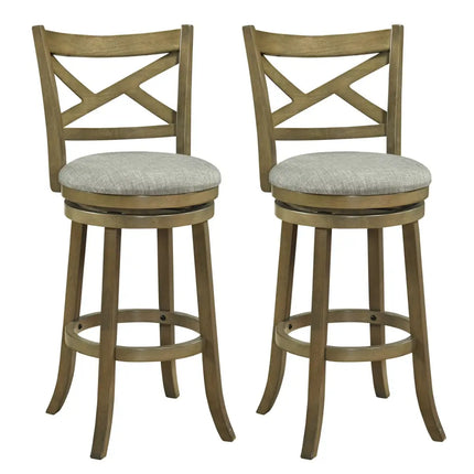 25/30 Inch Swivel Bar Stools Set of 2 with Backrests and Wood Frame-30 inches Costway
