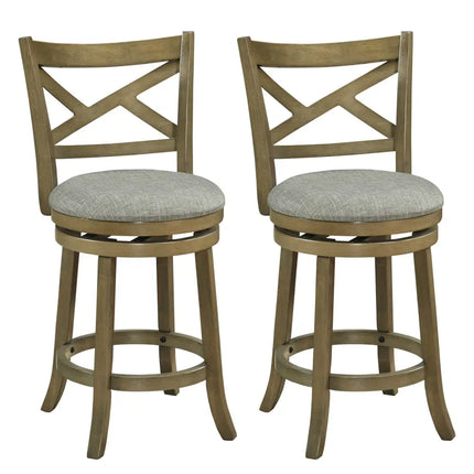 25/30 Inch Swivel Bar Stools Set of 2 with Backrests and Wood Frame-25 inches Costway