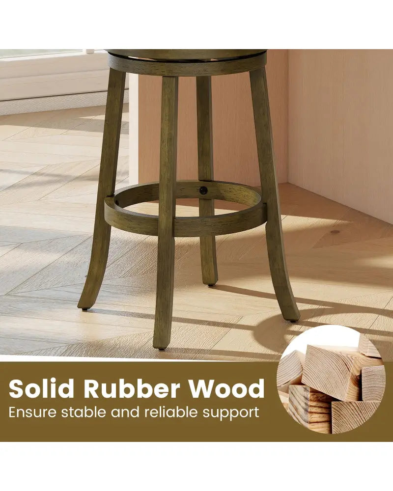 25/30 Inch Swivel Bar Stools Set of 2 with Backrests and Wood Frame-30 inches - Gray - Bar Stools