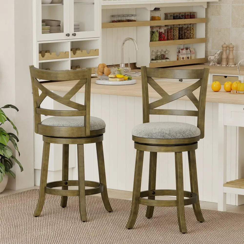 25/30 Inch Swivel Bar Stools Set of 2 with Backrests and Wood Frame-25 inches Costway