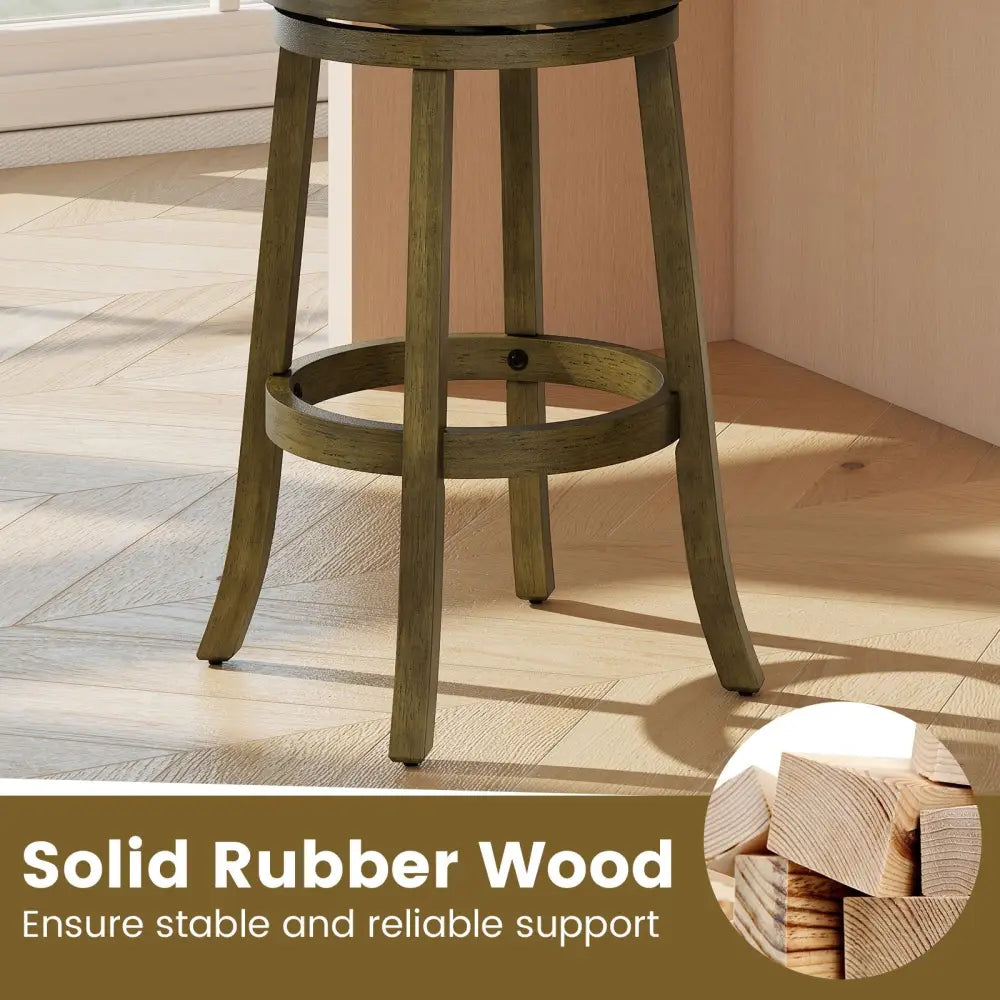 25/30 Inch Swivel Bar Stools Set of 2 with Backrests and Wood Frame-30 inches Costway