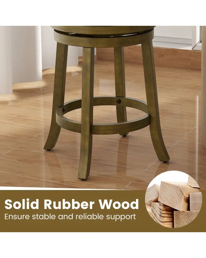 25/30 Inch Swivel Bar Stools Set of 2 with Backrests and Wood Frame-25 inches - Gray - Bar Stools