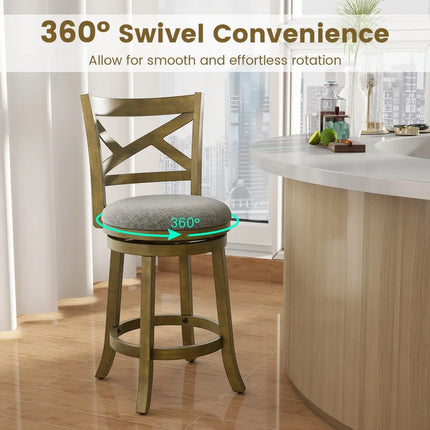 25/30 Inch Swivel Bar Stools Set of 2 with Backrests and Wood Frame-25 inches Costway