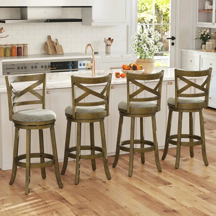 25/30 Inch Swivel Bar Stools Set of 2 with Backrests and Wood Frame-30 inches Costway