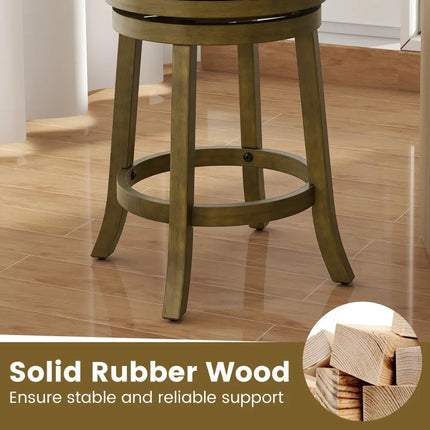 25/30 Inch Swivel Bar Stools Set of 2 with Backrests and Wood Frame-25 inches Costway