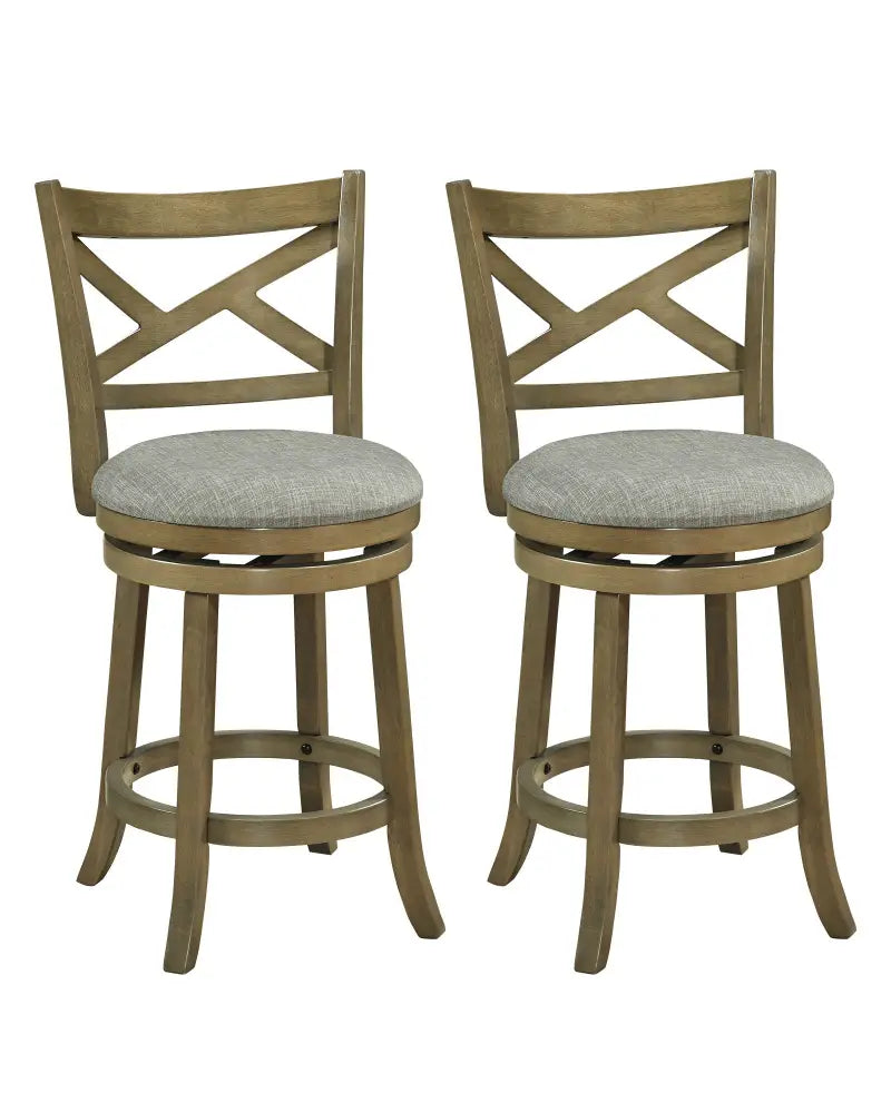 25/30 Inch Swivel Bar Stools Set of 2 with Backrests and Wood Frame-25 inches - Gray - Bar Stools