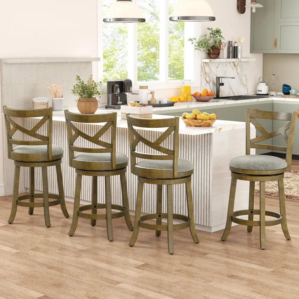 25/30 Inch Swivel Bar Stools Set of 2 with Backrests and Wood Frame-25 inches Costway