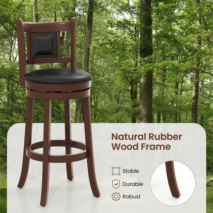 25.5 Inch/30.5 Inch Upholstered Bar Stools Set of 2 with Curved Backrest and Footrest-30.5 Inches Costway
