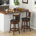 25.5 Inch/30.5 Inch Upholstered Bar Stools Set of 2 with Curved Backrest and Footrest-25.5 inches - Rustic Brown - Bar
