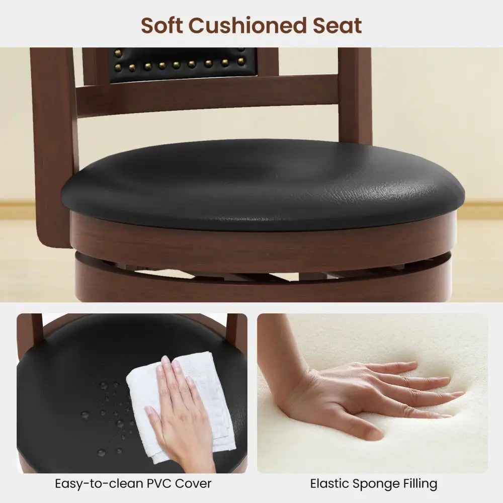 25.5 Inch/30.5 Inch Upholstered Bar Stools Set of 2 with Curved Backrest and Footrest-30.5 Inches Costway