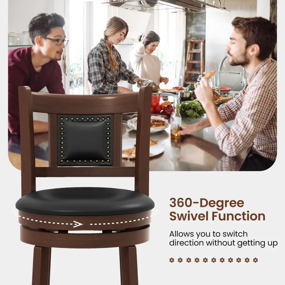 25.5 Inch/30.5 Inch Upholstered Bar Stools Set of 2 with Curved Backrest and Footrest-30.5 Inches Costway