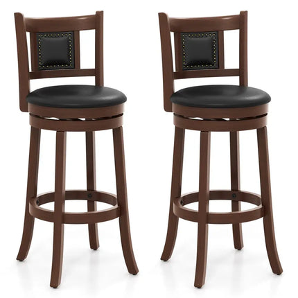 25.5 Inch/30.5 Inch Upholstered Bar Stools Set of 2 with Curved Backrest and Footrest-30.5 Inches Costway