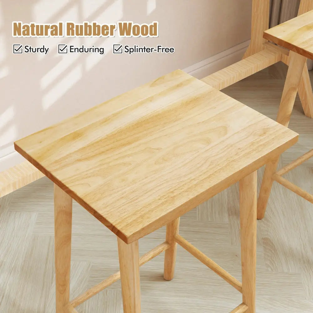 25.5 Inch Bar Stools Set of 2 with Footrest-Natural Costway