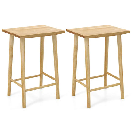 25.5 Inch Bar Stools Set of 2 with Footrest-Natural Costway