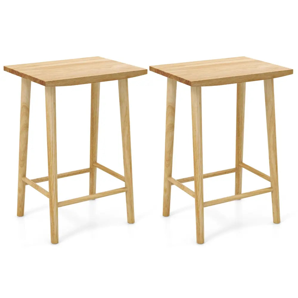 25.5 Inch Bar Stools Set of 2 with Footrest-Natural Costway