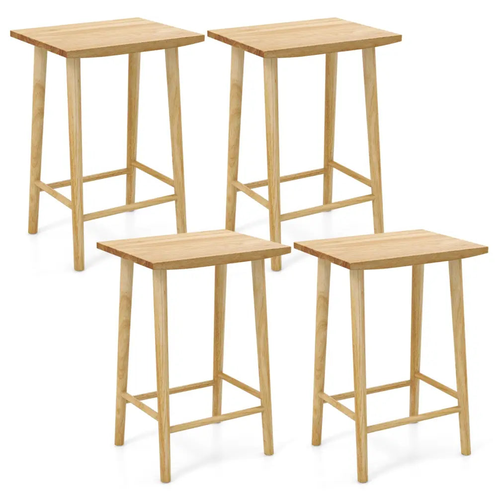 25.5 Inch Bar Stools Set of 2 with Footrest-Natural Costway