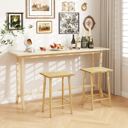 25.5 Inch Bar Stools Set of 2 with Footrest-Natural Costway