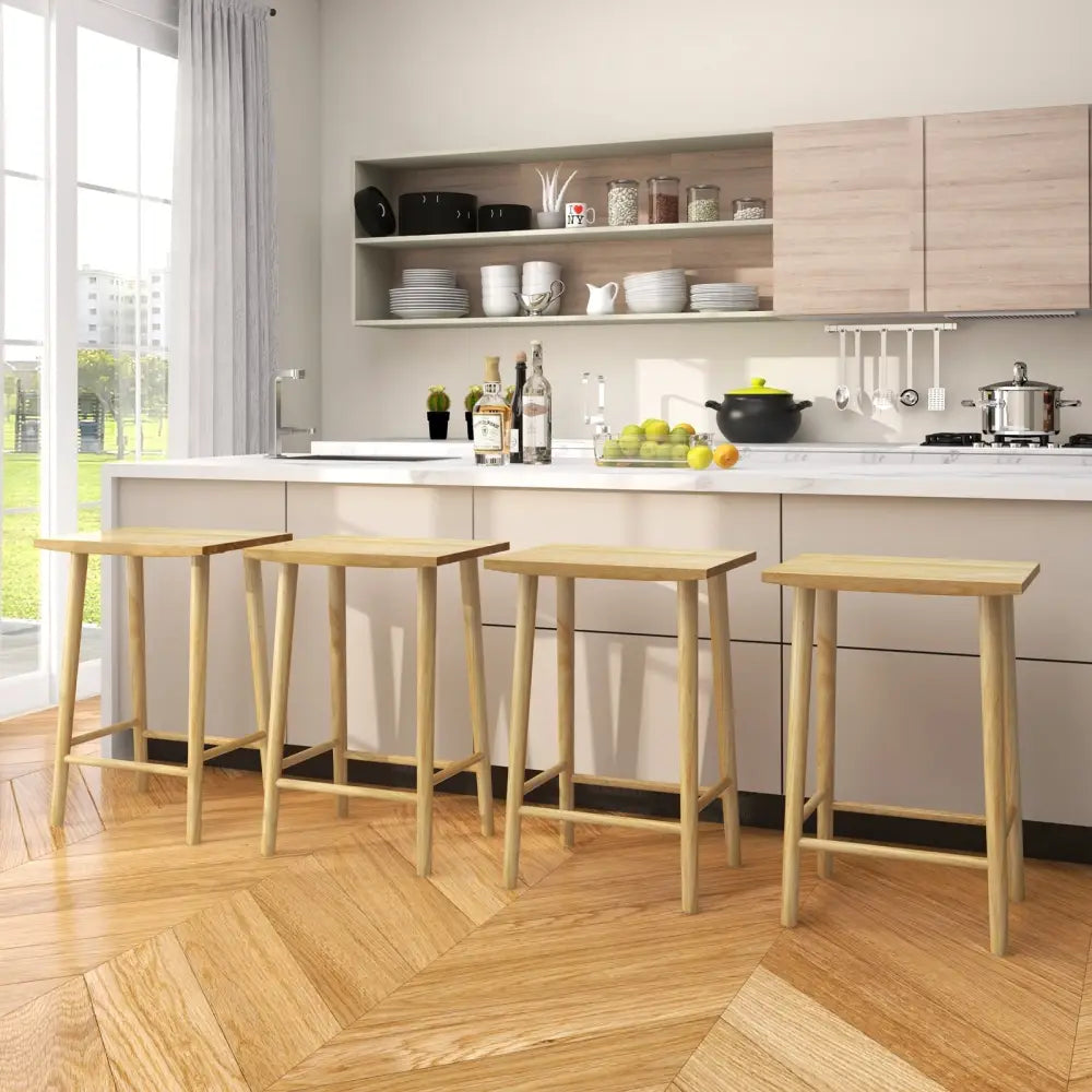 25.5 Inch Bar Stools Set of 2 with Footrest-Natural Costway