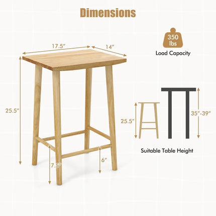 25.5 Inch Bar Stools Set of 2 with Footrest-Natural Costway
