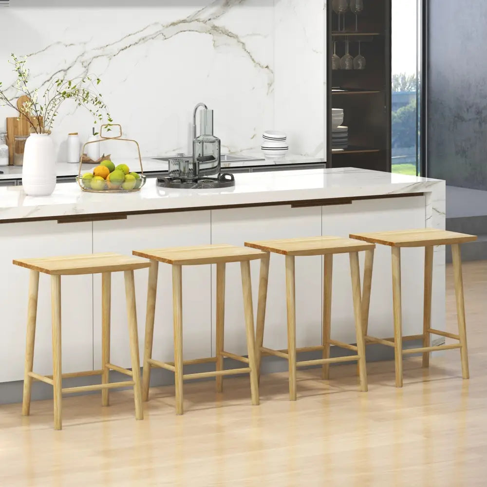 25.5 Inch Bar Stools Set of 2 with Footrest-Natural Costway