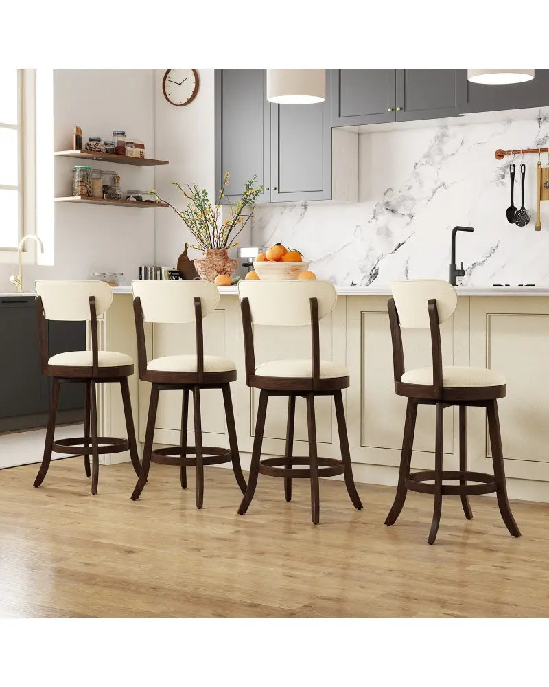 25.5 Inch Counter Height Chairs Set of 2 with Padded Seat and Backrest-Brown - Brown - Bar Stools
