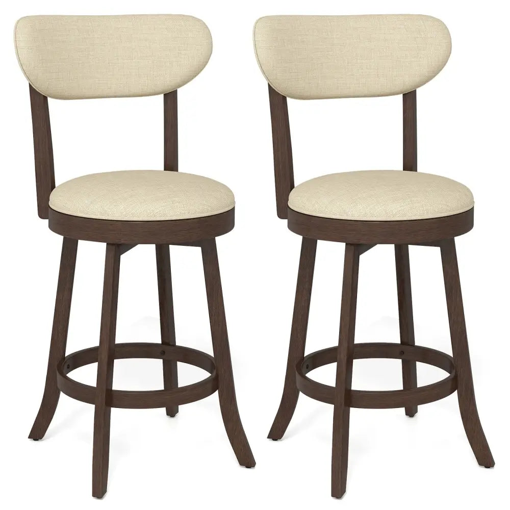 25.5 Inch Counter Height Chairs Set of 2 with Padded Seat and Backrest-Brown Costway