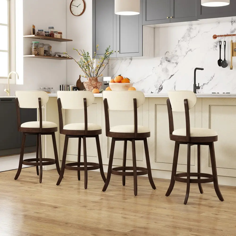 25.5 Inch Counter Height Chairs Set of 2 with Padded Seat and Backrest-Brown Costway