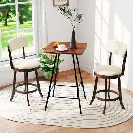 25.5 Inch Counter Height Chairs Set of 2 with Padded Seat and Backrest-Brown Costway