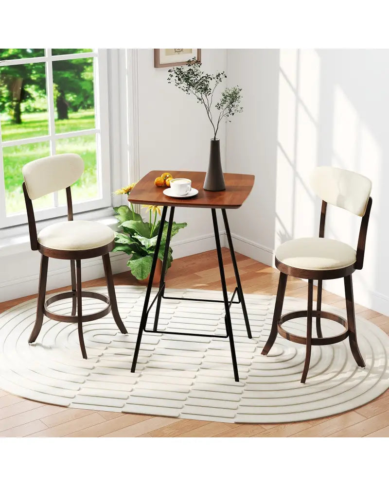 25.5 Inch Counter Height Chairs Set of 2 with Padded Seat and Backrest-Brown - Brown - Bar Stools