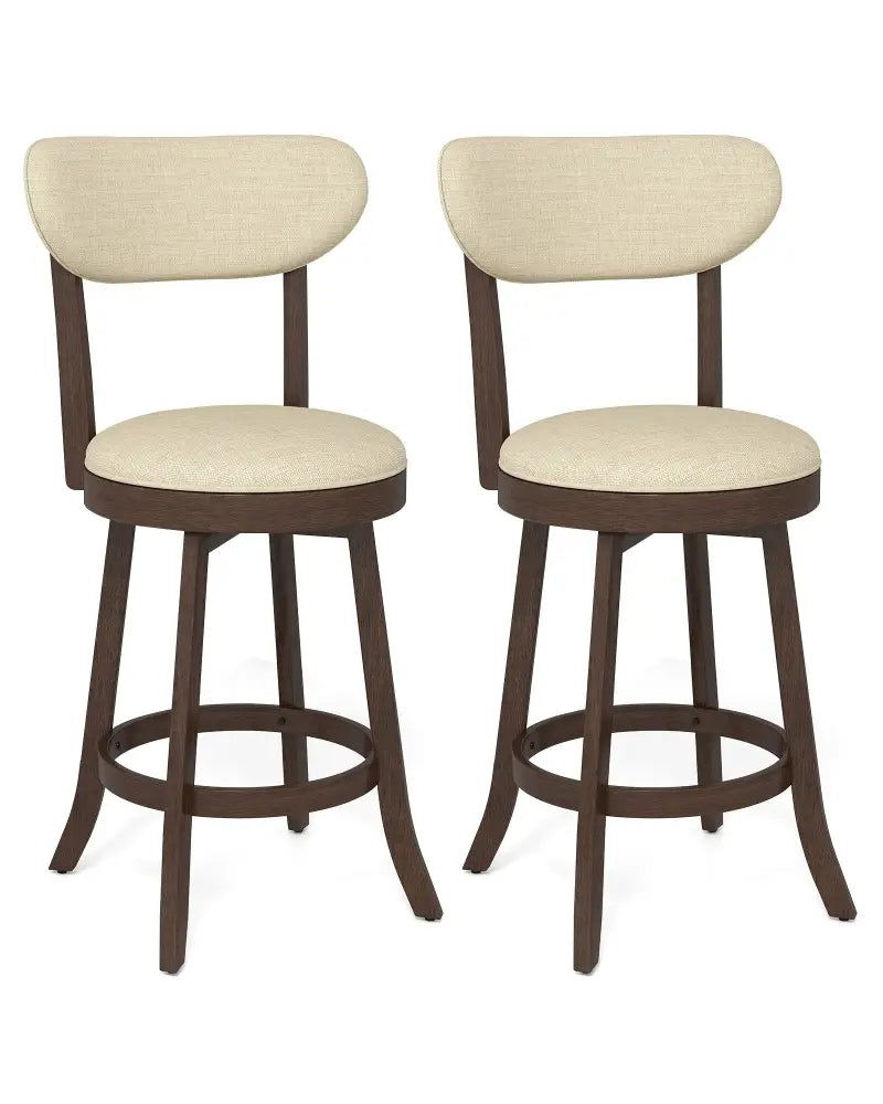 25.5 Inch Counter Height Chairs Set of 2 with Padded Seat and Backrest-Brown - Brown - Bar Stools