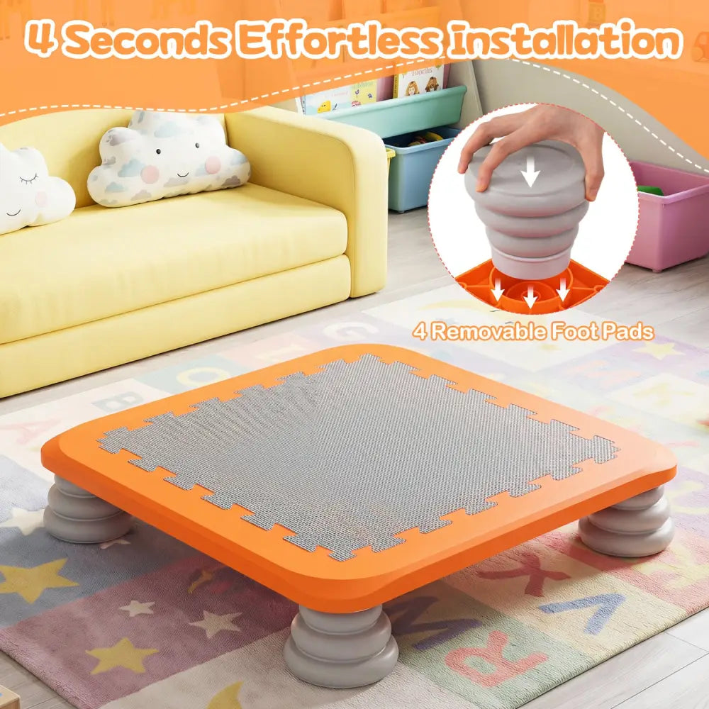 25.5 Inch Kids Mini Trampoline with 4 Removable and Non-Slip Foot Pads-Orange - Orange - Trampolines