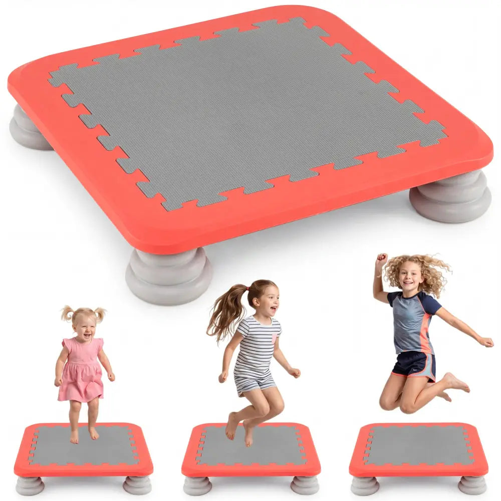 25.5 Inch Kids Mini Trampoline with 4 Removable and Non-Slip Foot Pads-Red - Red - Trampolines