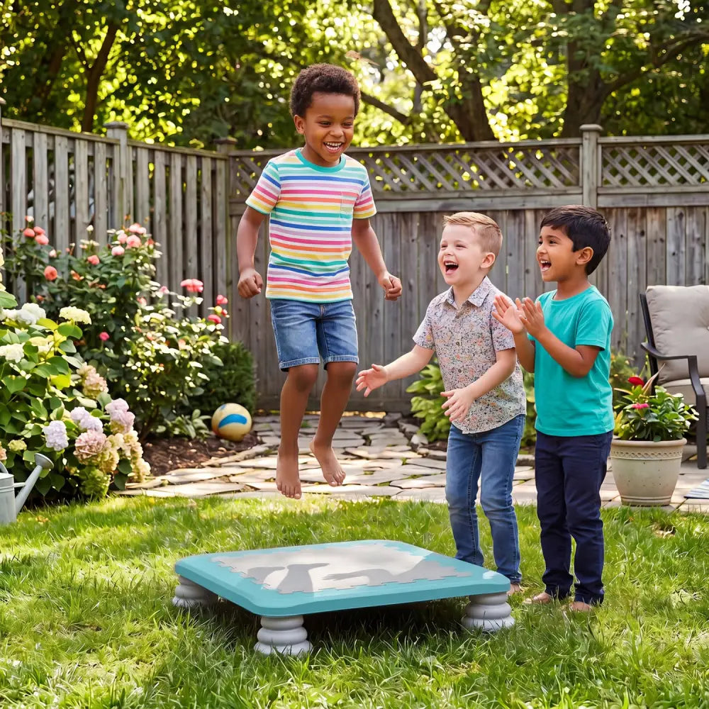 25.5 Inch Kids Mini Trampoline with 4 Removable and Non-Slip Foot Pads-Blue - Blue - Trampolines