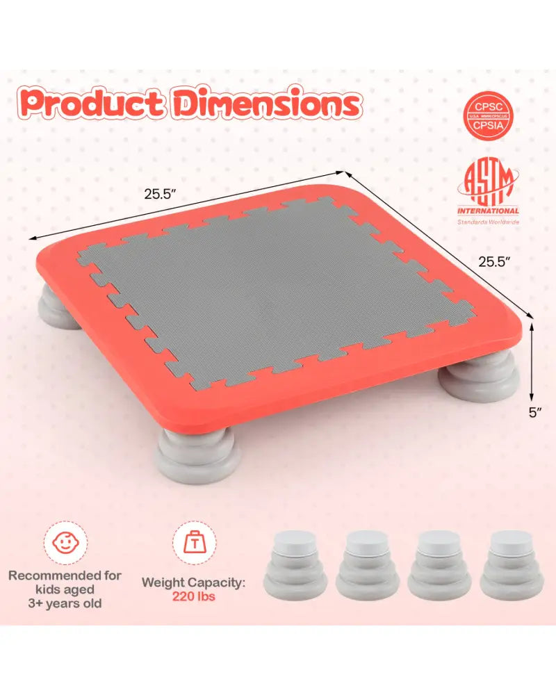 25.5 Inch Kids Mini Trampoline with 4 Removable and Non-Slip Foot Pads-Red - Red - Trampolines
