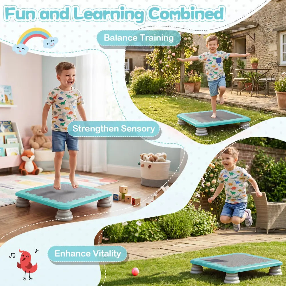 25.5 Inch Kids Mini Trampoline with 4 Removable and Non-Slip Foot Pads-Blue - Blue - Trampolines