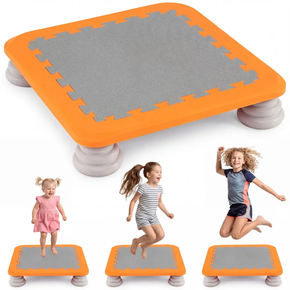 25.5 Inch Kids Mini Trampoline with 4 Removable and Non-Slip Foot Pads-Orange - Orange - Trampolines