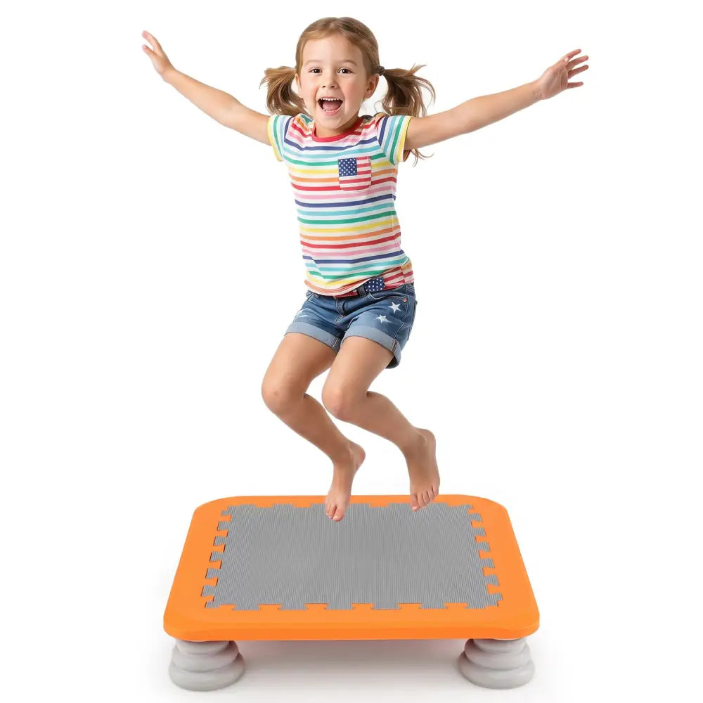 25.5 Inch Kids Mini Trampoline with 4 Removable and Non-Slip Foot Pads-Orange - Orange - Trampolines