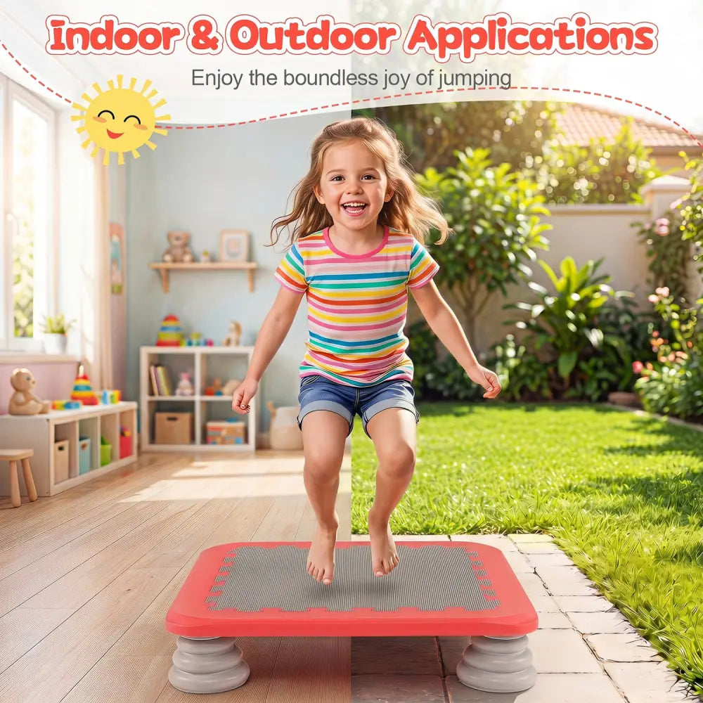 25.5 Inch Kids Mini Trampoline with 4 Removable and Non-Slip Foot Pads-Red - Red - Trampolines