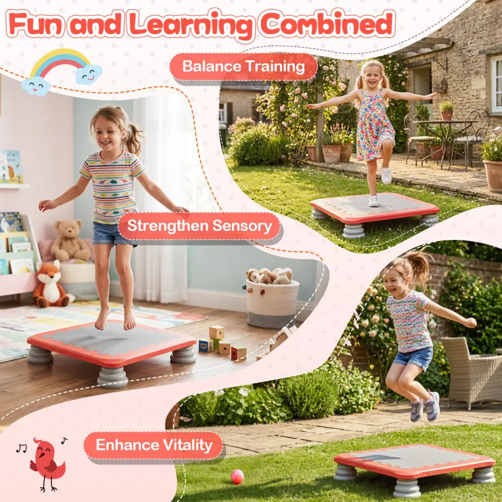 25.5 Inch Kids Mini Trampoline with 4 Removable and Non-Slip Foot Pads-Red - Red - Trampolines