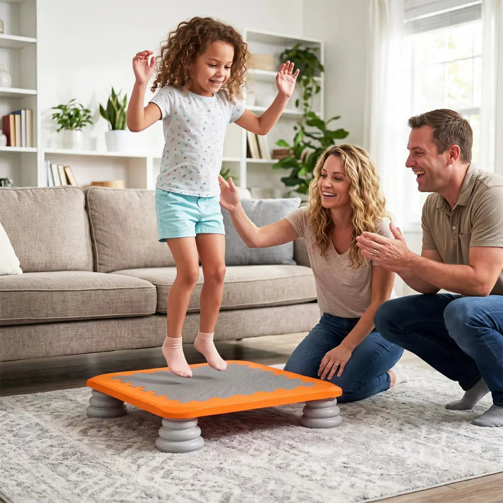 25.5 Inch Kids Mini Trampoline with 4 Removable and Non-Slip Foot Pads-Orange - Orange - Trampolines