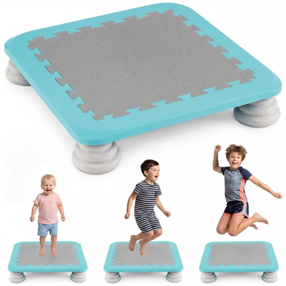 25.5 Inch Kids Mini Trampoline with 4 Removable and Non-Slip Foot Pads-Blue - Blue - Trampolines