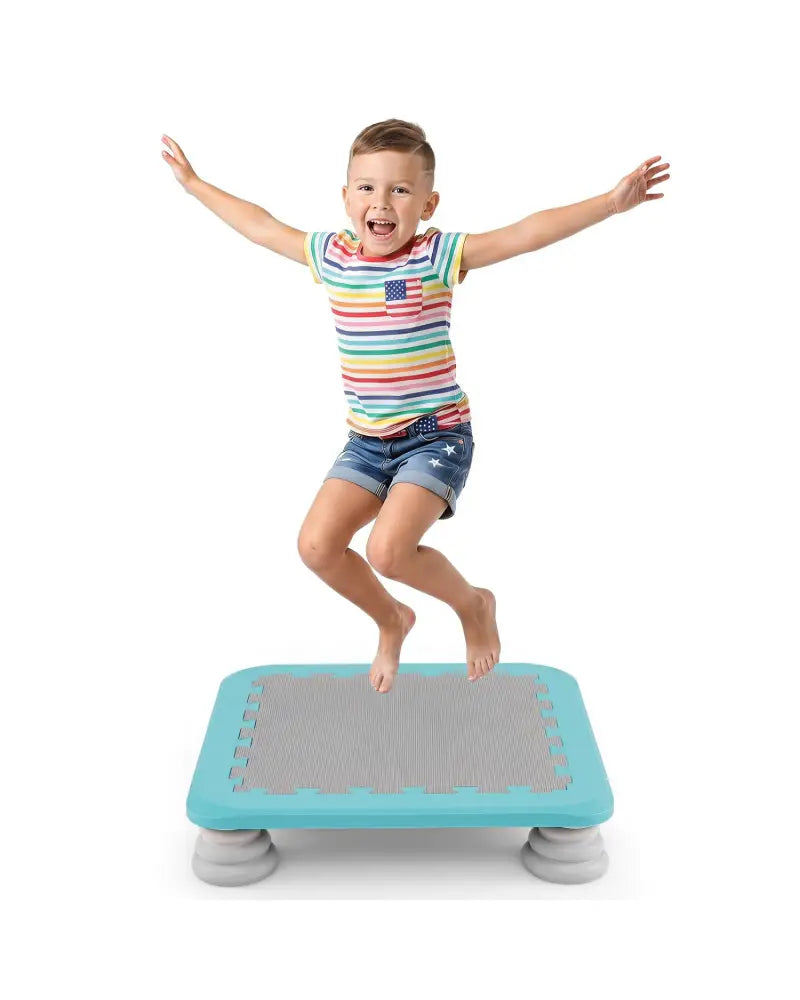 25.5 Inch Kids Mini Trampoline with 4 Removable and Non-Slip Foot Pads-Blue - Blue - Trampolines