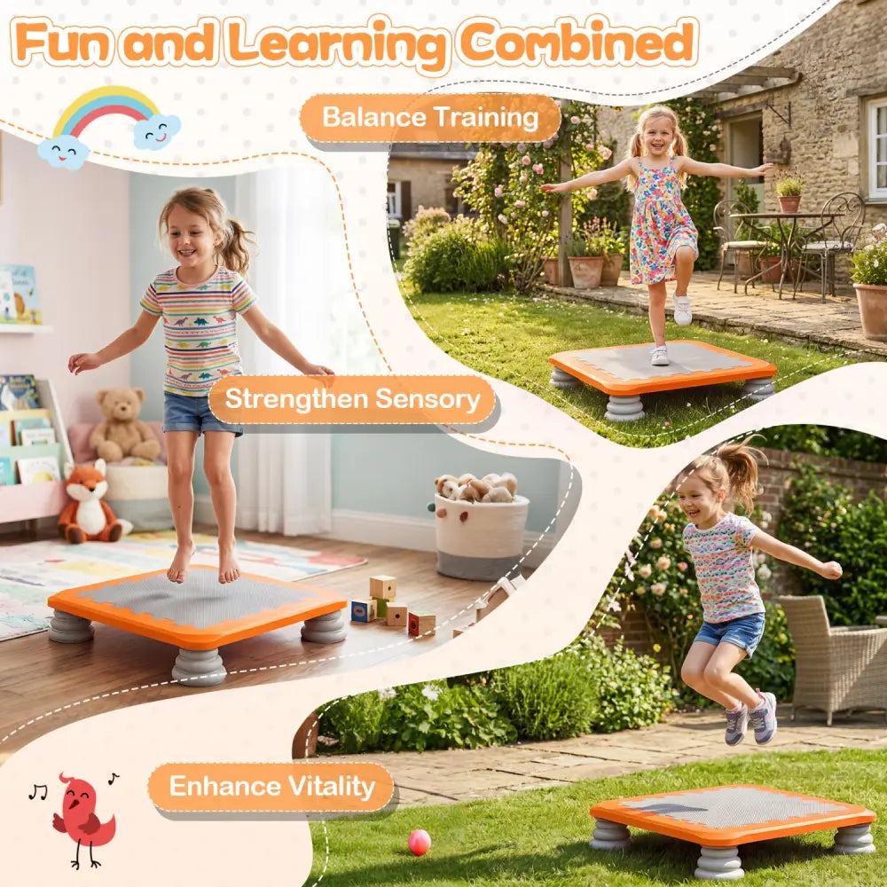 25.5 Inch Kids Mini Trampoline with 4 Removable and Non-Slip Foot Pads-Orange - Orange - Trampolines