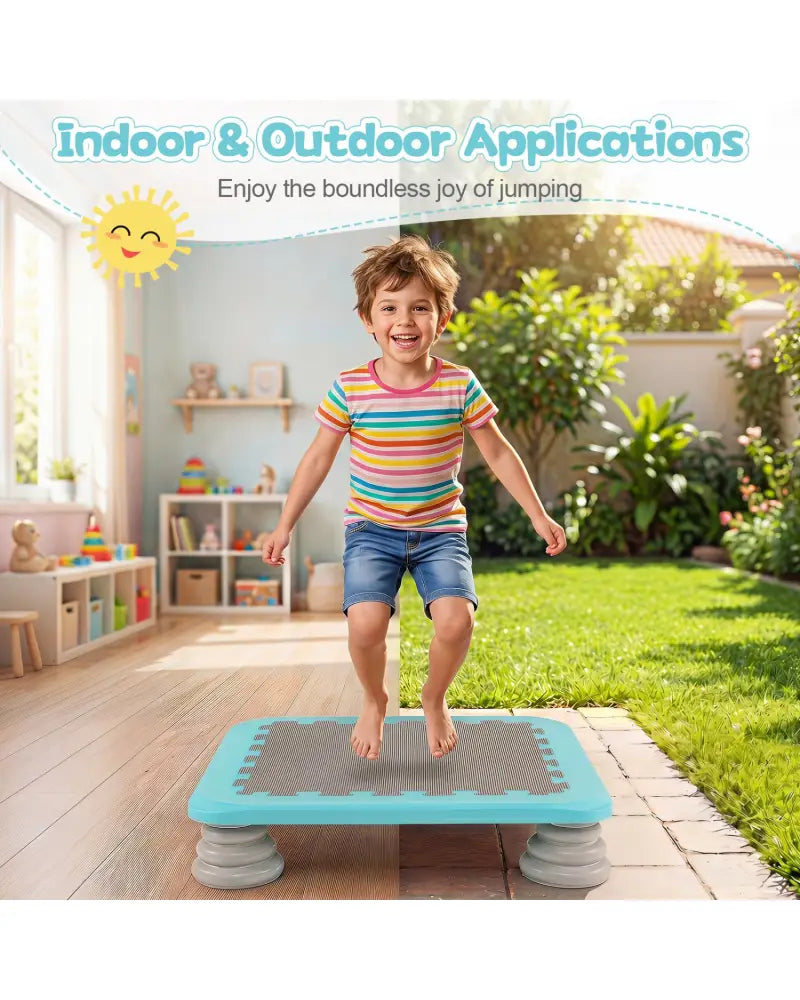 25.5 Inch Kids Mini Trampoline with 4 Removable and Non-Slip Foot Pads-Blue - Blue - Trampolines