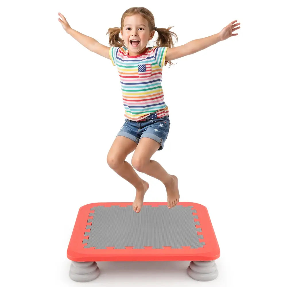 25.5 Inch Kids Mini Trampoline with 4 Removable and Non-Slip Foot Pads-Red - Red - Trampolines