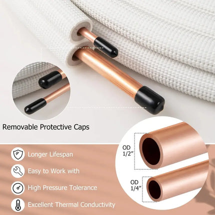 Costway mini-split copper tubing with removable protective caps for AC parts and accessories