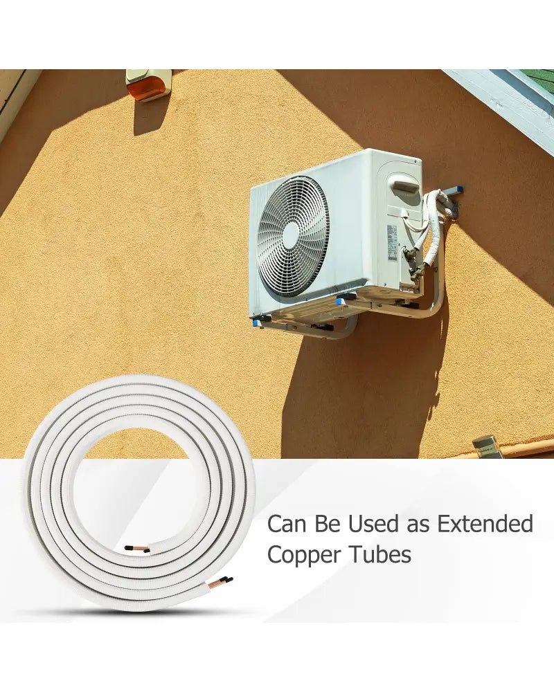 25 Feet Mini Split Line Set with 1/4 Inch and 3/8 Inch O.D. Copper Pipes Tubing - White - Mini Split AC Parts &