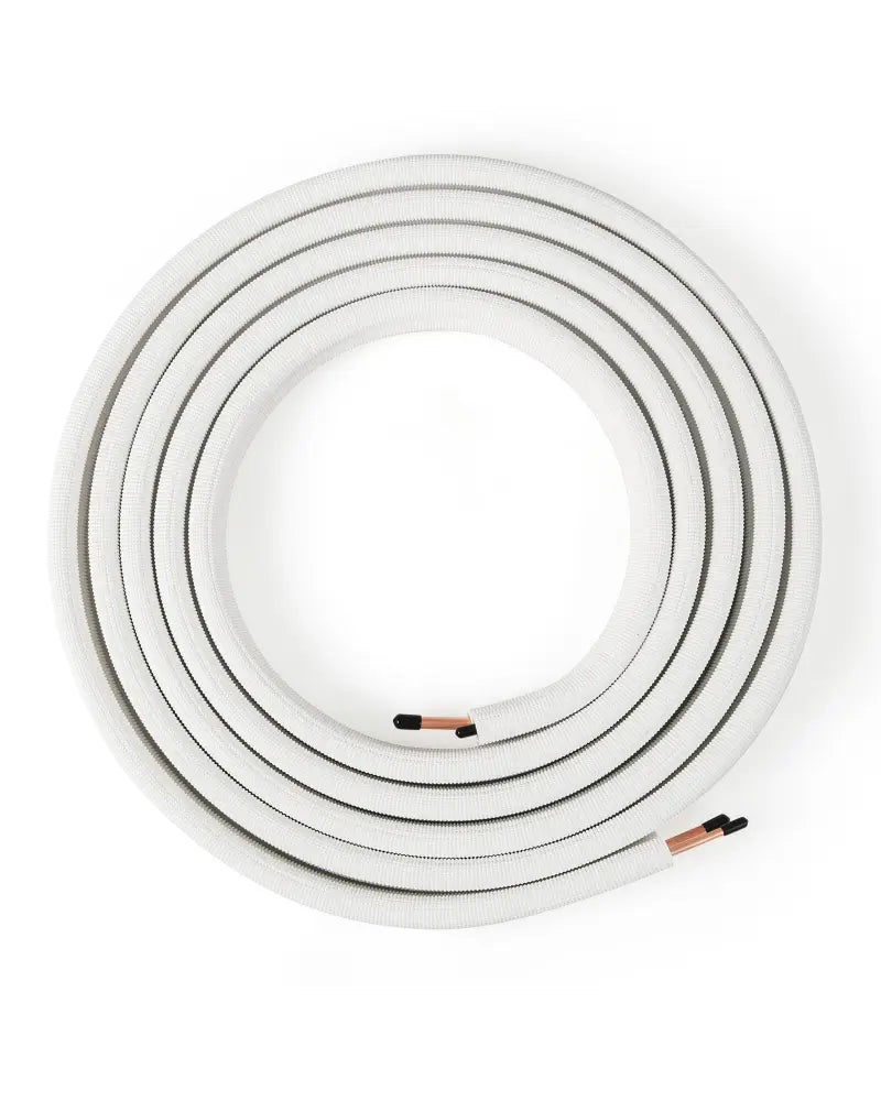 25 Feet Mini Split Line Set with 1/4 Inch and 3/8 Inch O.D. Copper Pipes Tubing - White - Mini Split AC Parts &