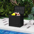 25 Gallon Outdoor Storage Box with Rattan Patterns-Black - Black - Sheds & Outdoor Storage